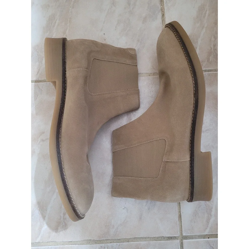 Zara Men Beige Suede Chelsea Boots Size 45 US Size 11-11.5 Sand Ankle Boot